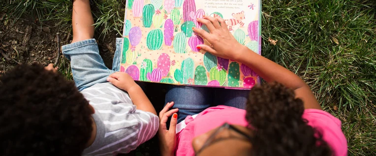 Children looking at picture book