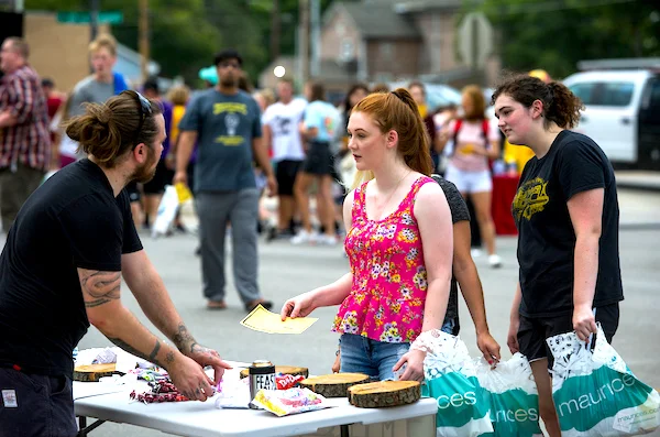 Students attending Emporia Main Street's Block Party