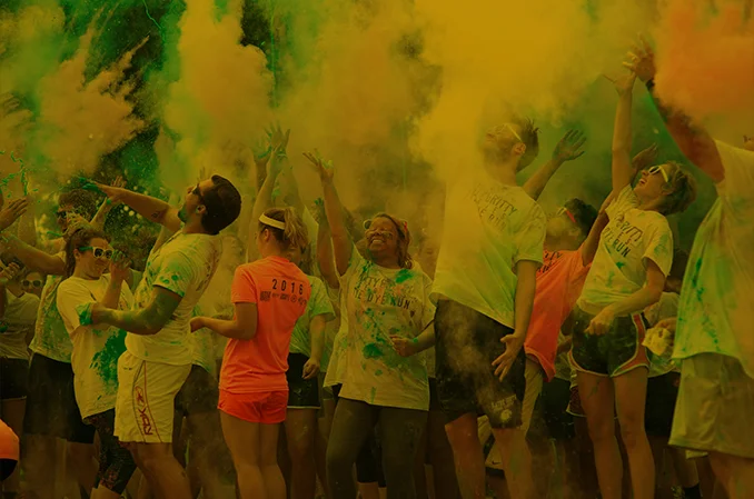 Students participating in Tie Dye run